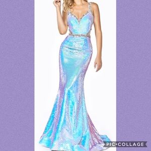 Opal iridescent mermaid sequin gown size Small